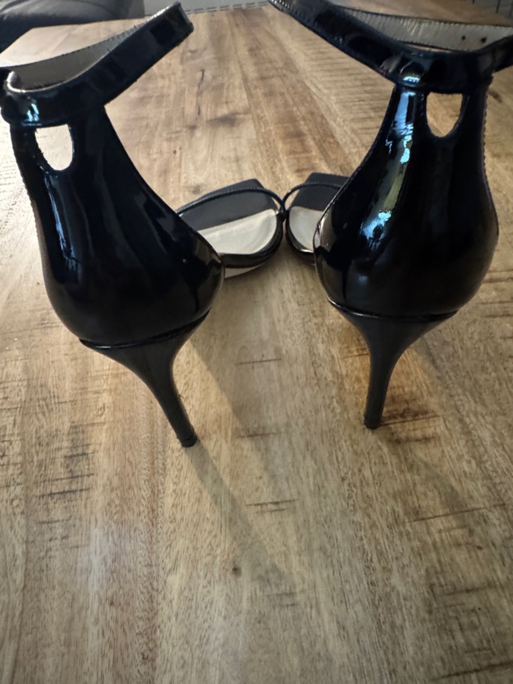 Stuart Weitzman Black Nudist II 75 Patent leather Ankle-Strap Heels 10B - Picture 6 of 7